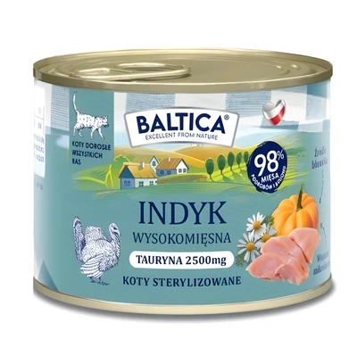 Karma mokra dla kota dorosłego BALTICA SMAKI REGIONÓW z indykiem 185g