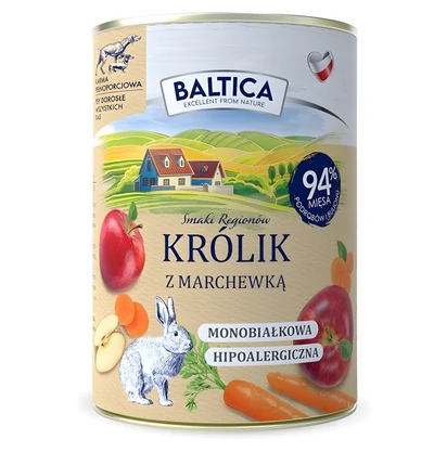 Mokra karma dla psa BALTICA SMAKI REGIONÓW - Królik z marchewką 400g