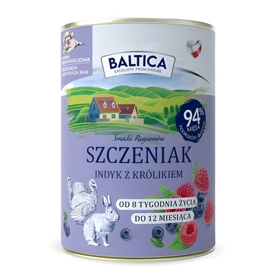 Karma mokra dla szczeniąt BALTICA SMAKI REGIONÓW - Indyk i Królik 400g