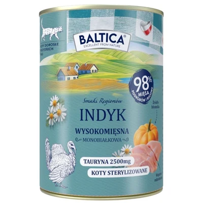 Mokra karma dla kota dorosłego BALTICA, Indyk, 400g