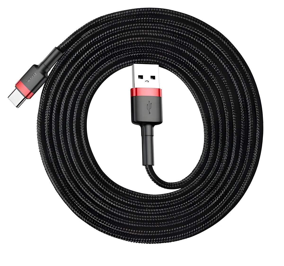 Kabel USB-C Baseus Cafule, wytrzymały nylonowy przewód, szybkie ładowanie QC3.0, 2A, 3m, czarno-czerwony (CATKLF-U91)