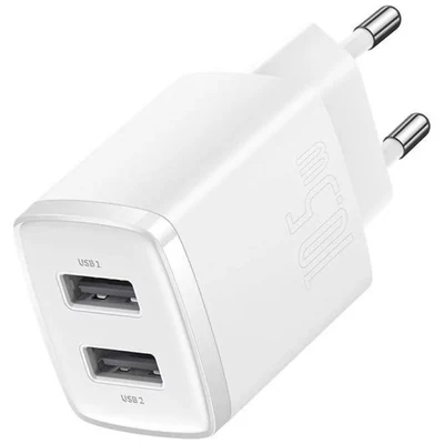 Ładowarka sieciowa Baseus Compact 10.5W, 2x USB, biała (CCXJ010202)