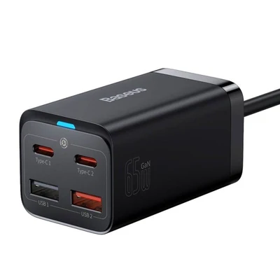Ładowarka sieciowa Baseus, 2x USB-C + 2x USB (czarna)