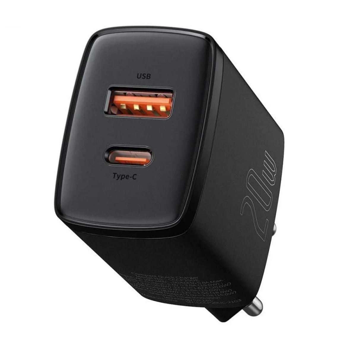 BASEUS ŁADOWARKA SIECIOWA USB, USB-C CZARNA