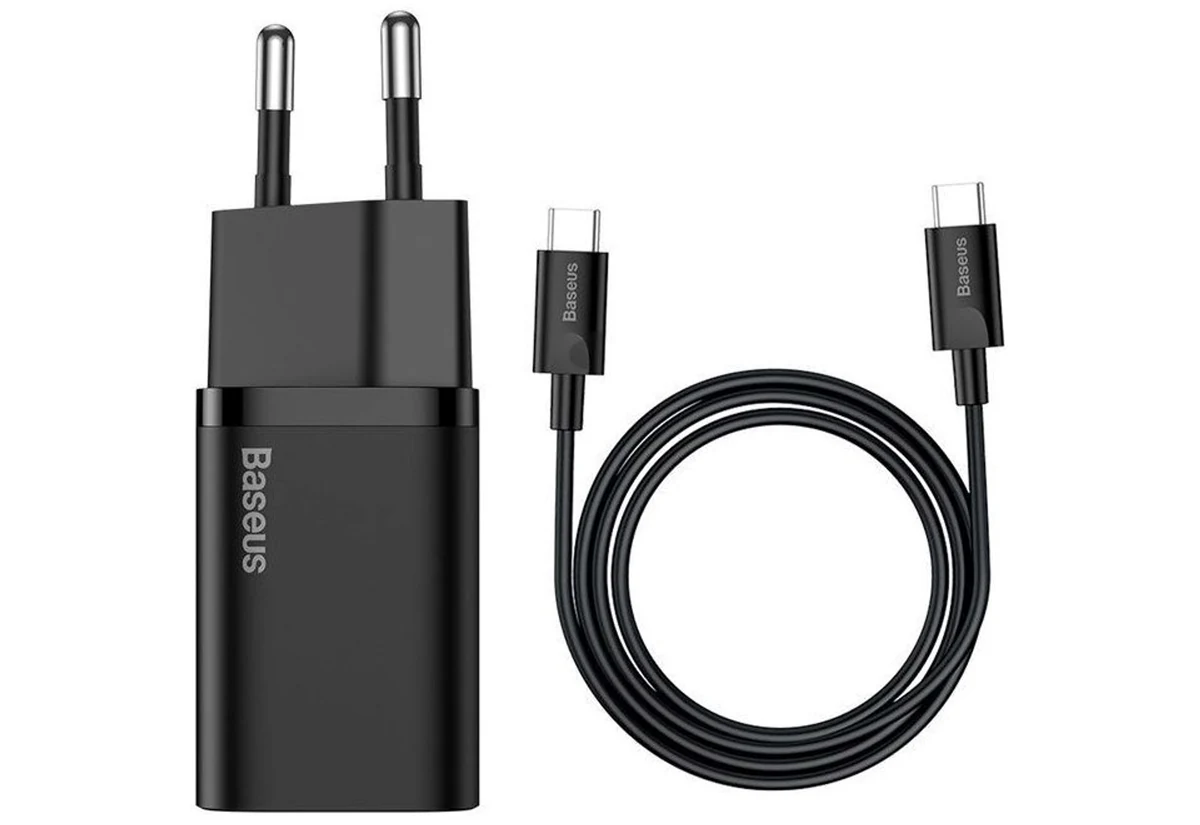 BASEUS ŁADOWARKA Z KABLEM USB-C 25W CZARNA