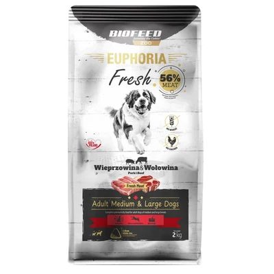 Karma sucha BIOFEED Euphoria Fresh Meat Wieprzowina/Wołowina Medium/Large 2kg