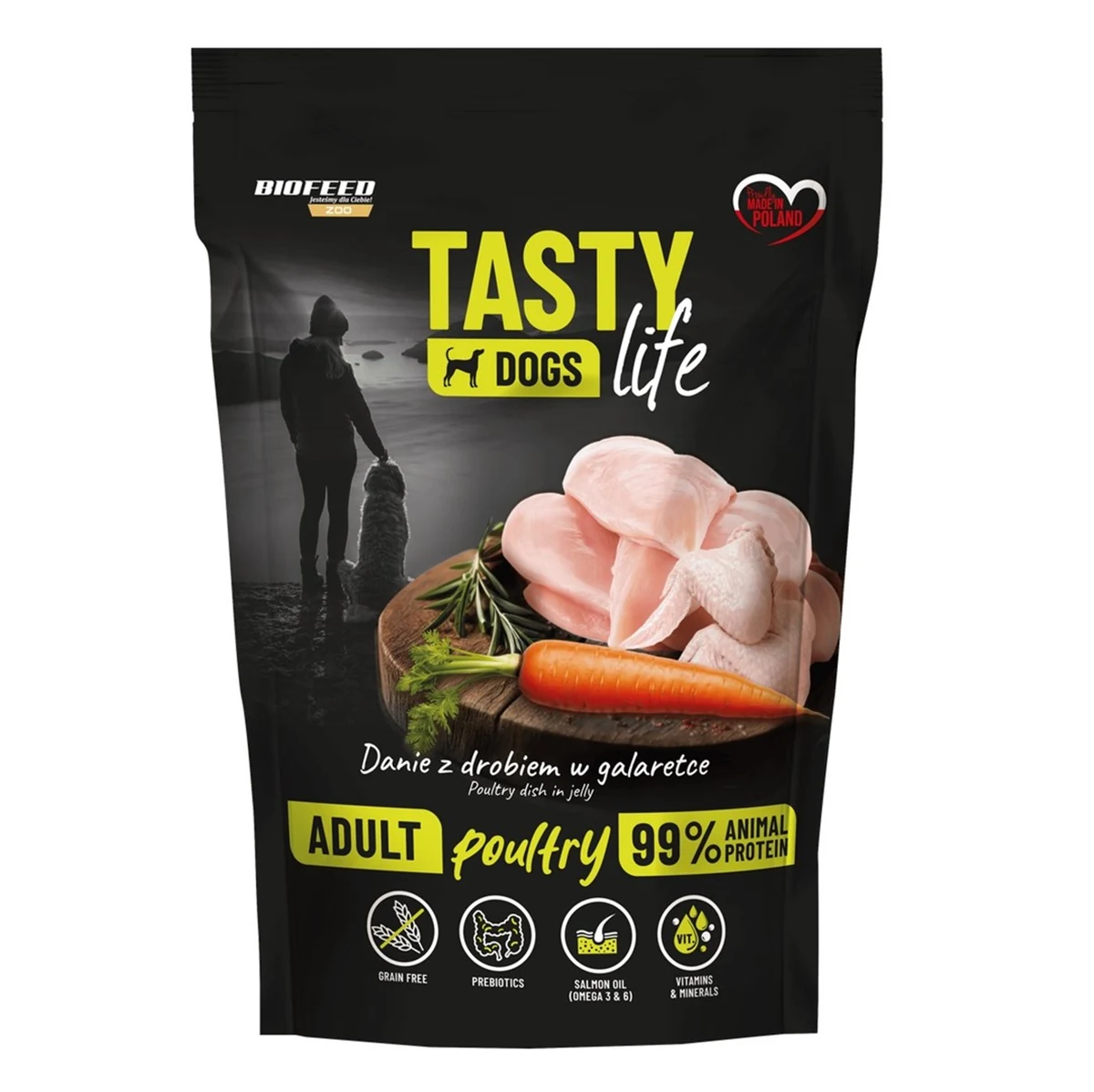 BIOFEED Tasty dog life drób 90% 500g saszetka