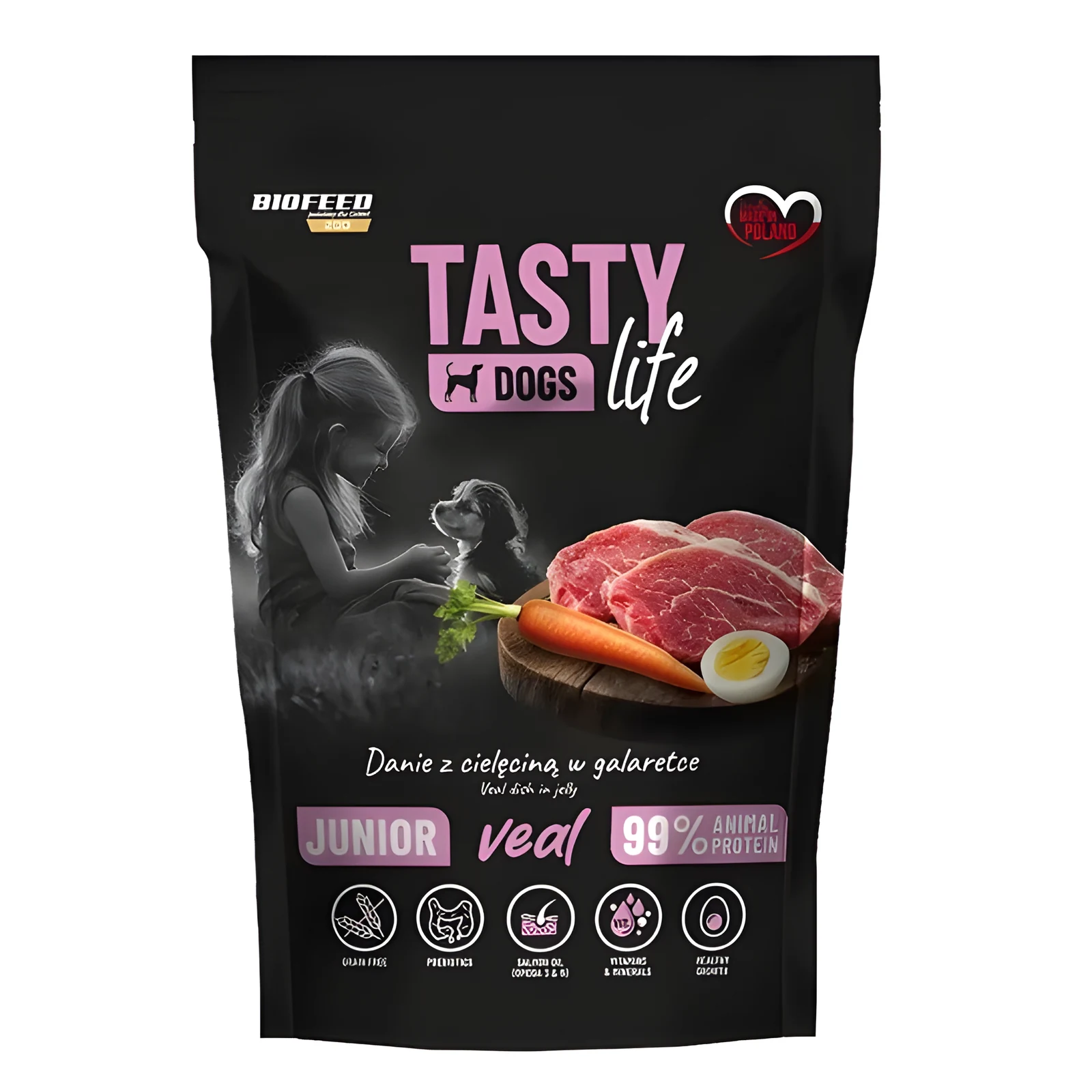 BIOFEED Tasty dog life junior cielęcina 500g