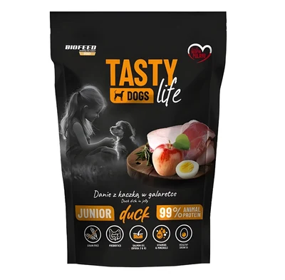 Mokra karma dla szczeniąt BIOFEED Tasty Dog Life Junior z kaczką 90% 500g