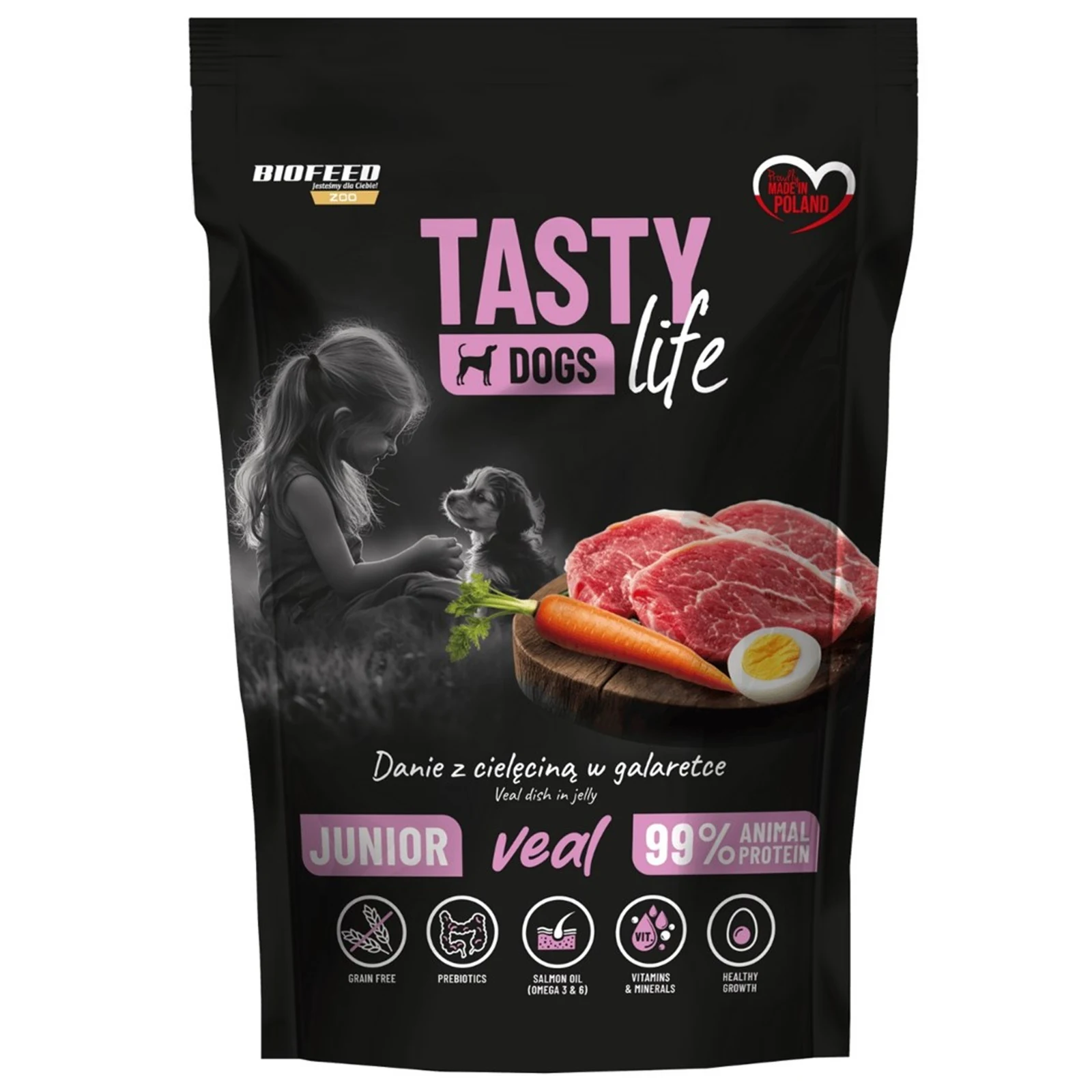BIOFEED Tasty dog life Junior Mini Cielęcina 150g