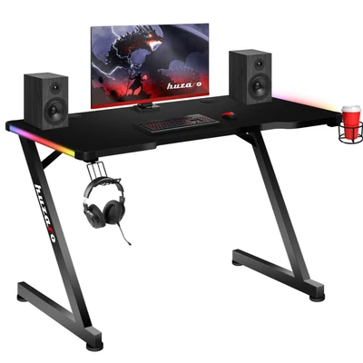 Biurko gamingowe Huzaro Hero 2.5 RGB - stal, czarne