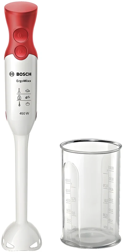 Blender ręczny BOSCH MSM64010, 450W, biały i czerwony
