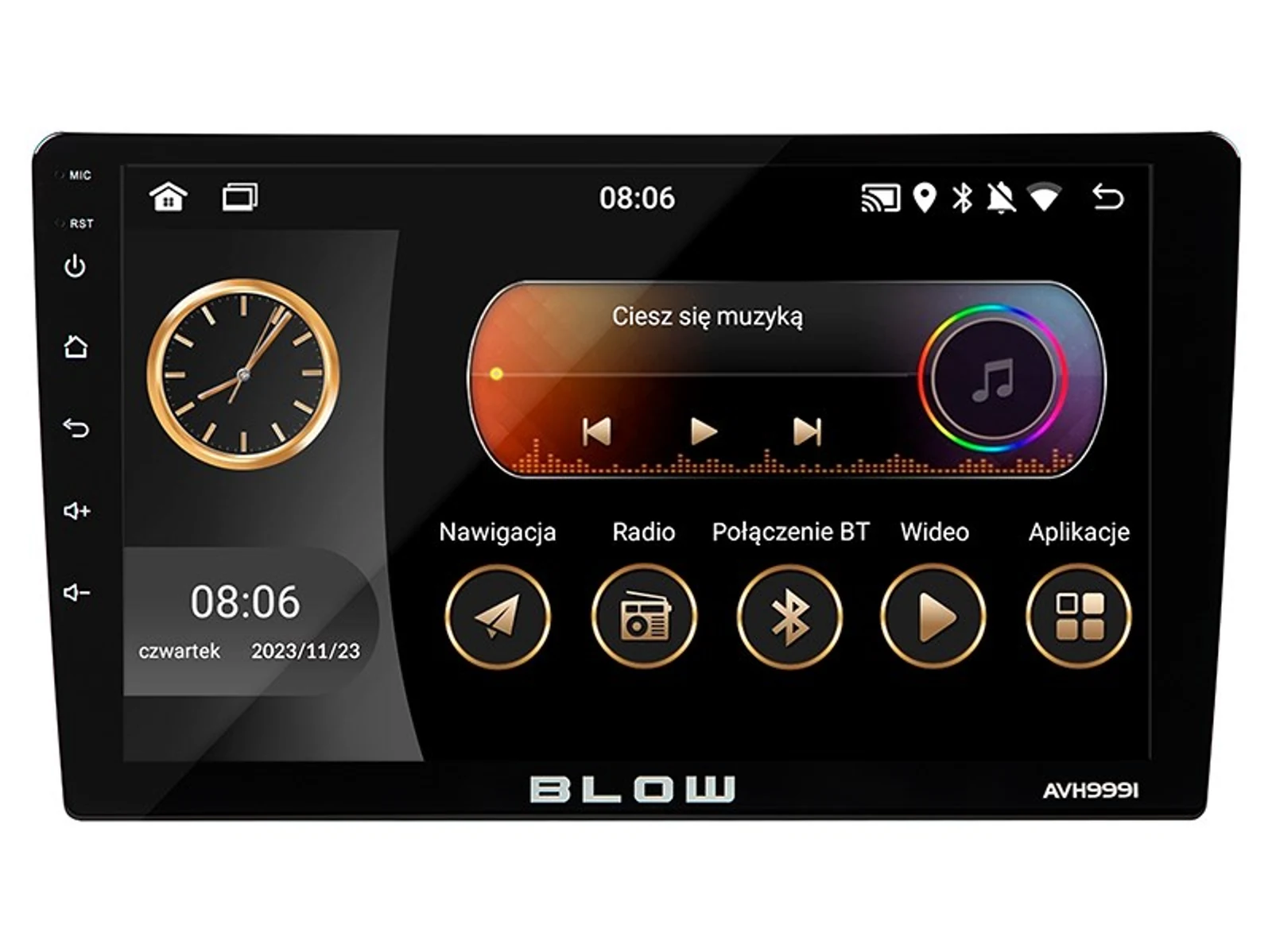 BLOW RADIO AVH-9991 1DIN 9" ANDROID/WIFI/GPS/ CARP — zdjęcie 1 z 5