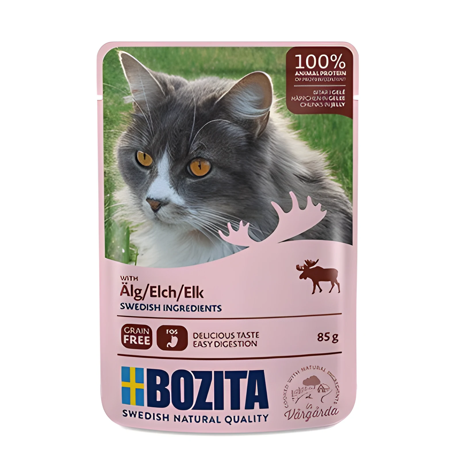 BOZITA Mięsne kawałki w galarecie z łosiem - saszetka dla kota - 85g