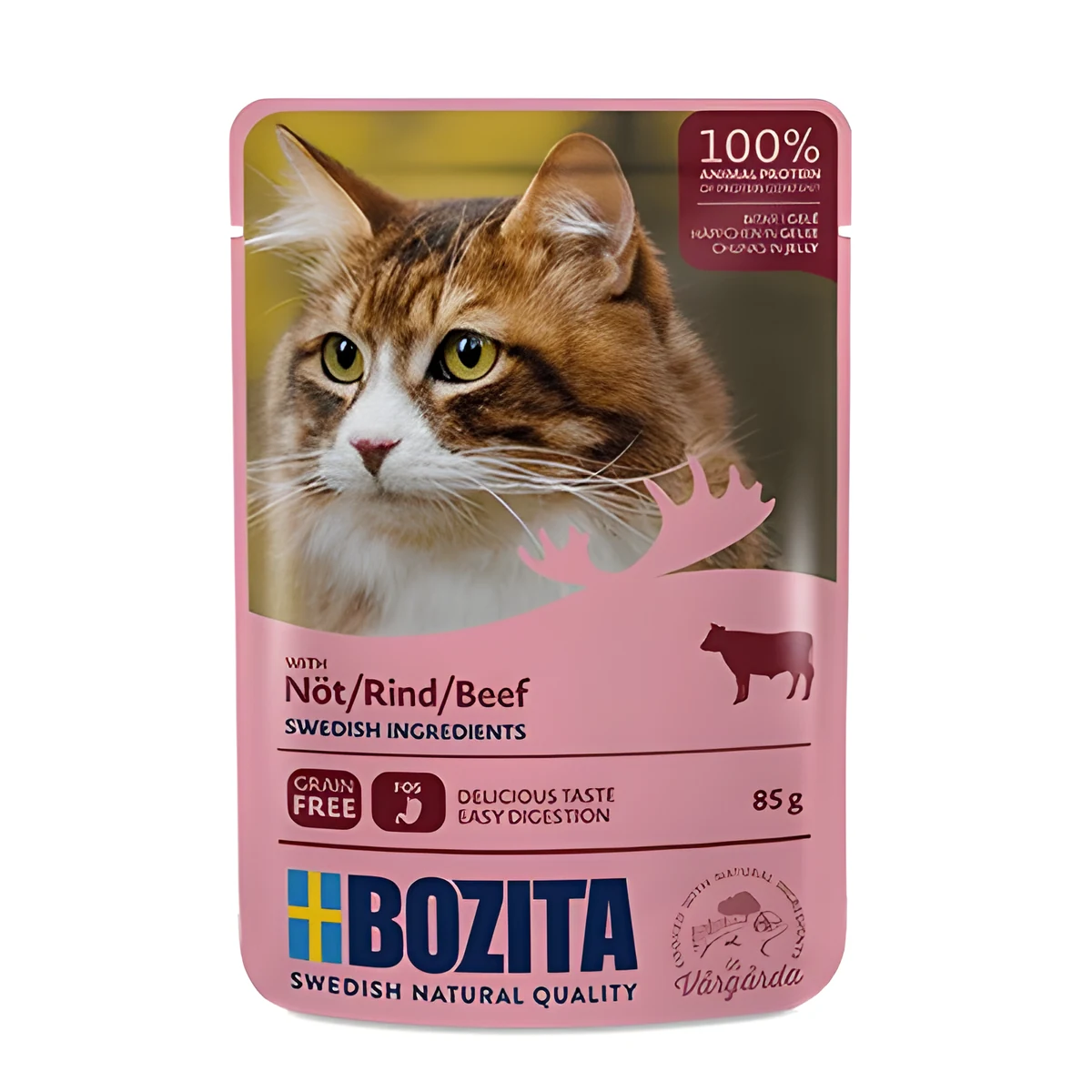 BOZITA Mięsne kawałki w galarecie z wołowiną - saszetka dla kota - 85g