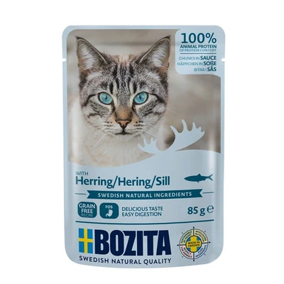 Mokra karma dla kota BOZITA - Mięsne kawałki w sosie ze śledziem - saszetka 85g