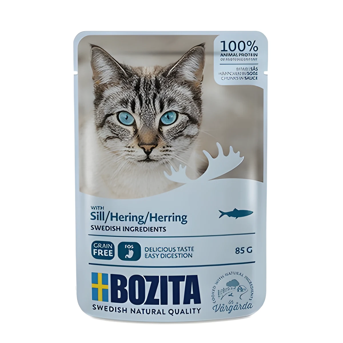 BOZITA Mięsne kawałki w sosie ze śledziem - saszetka dla kota - 85g