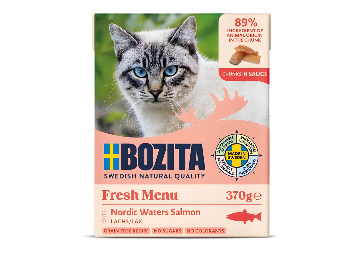 BOZITA Mięsne kawałki z łososiem 370g