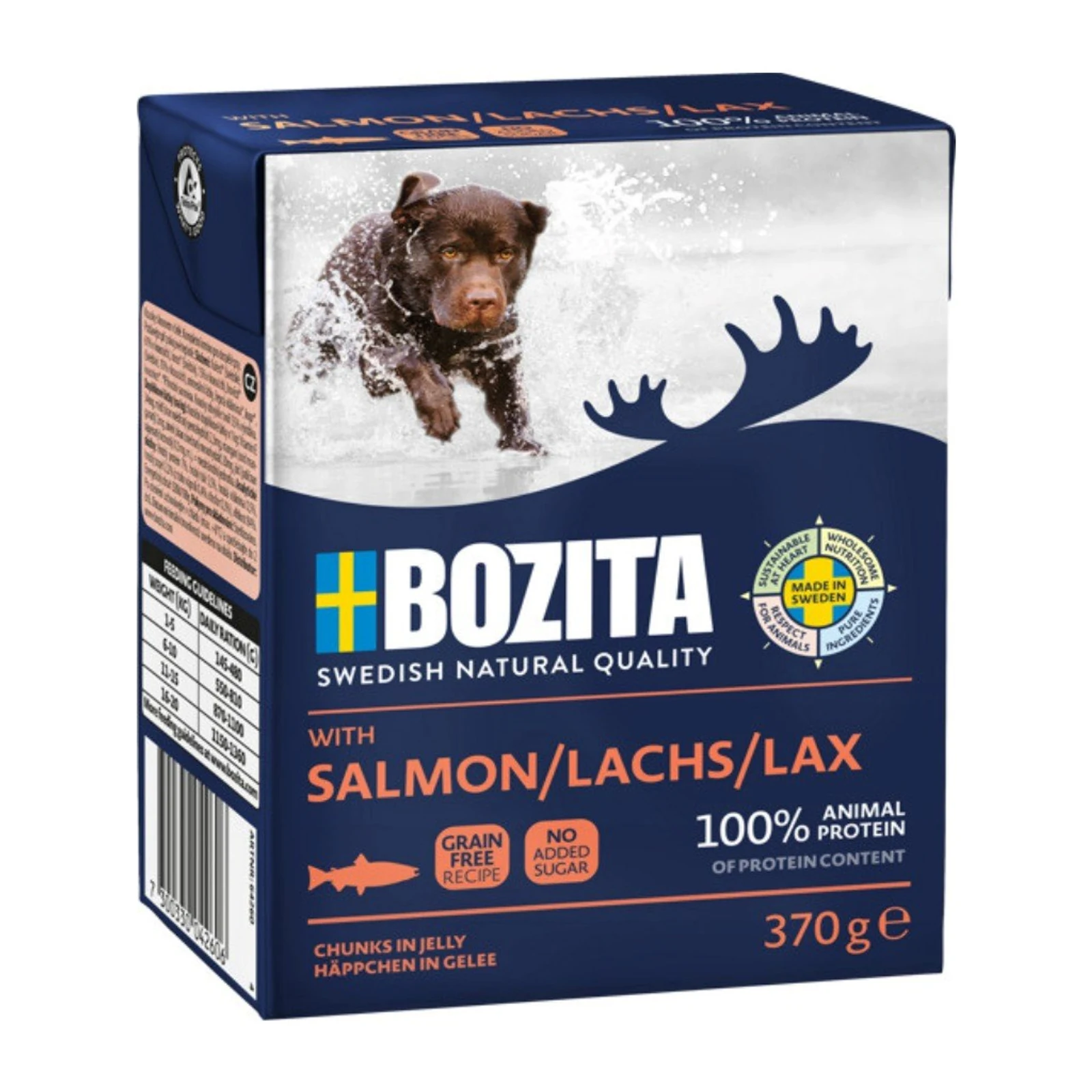 BOZITA Mięsne kawałki z łososiem w galaretce 370g