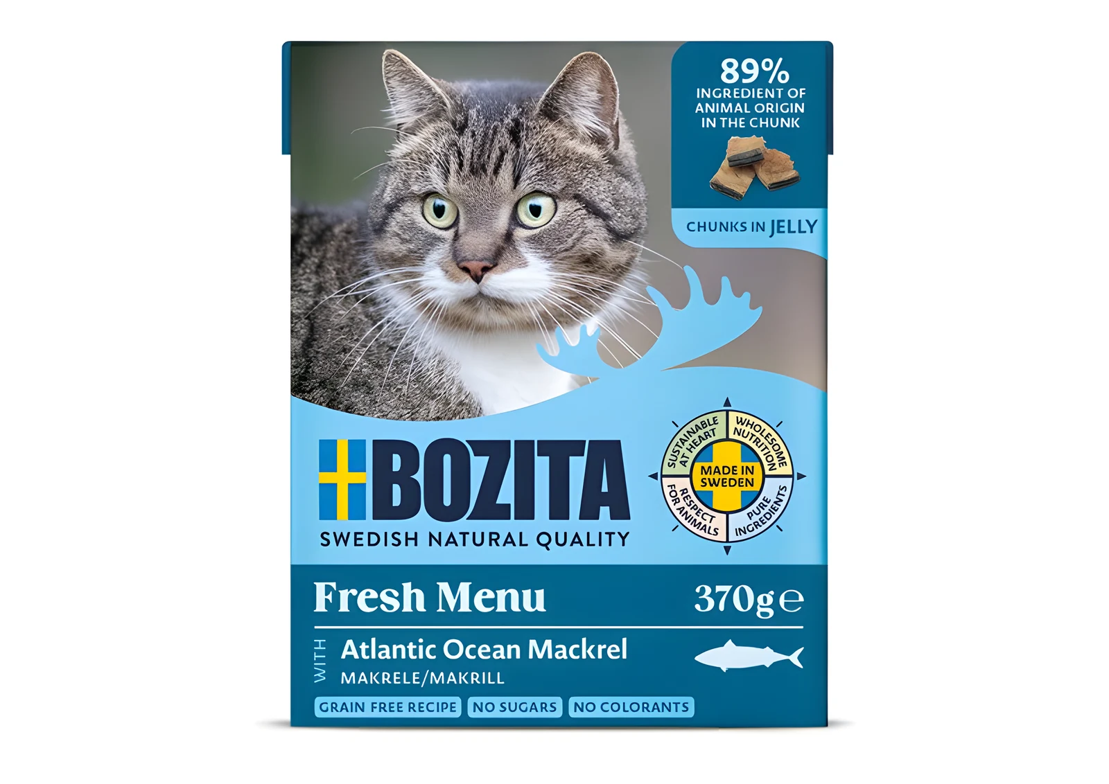 BOZITA Mięsne kawałki z makrelą 370g
