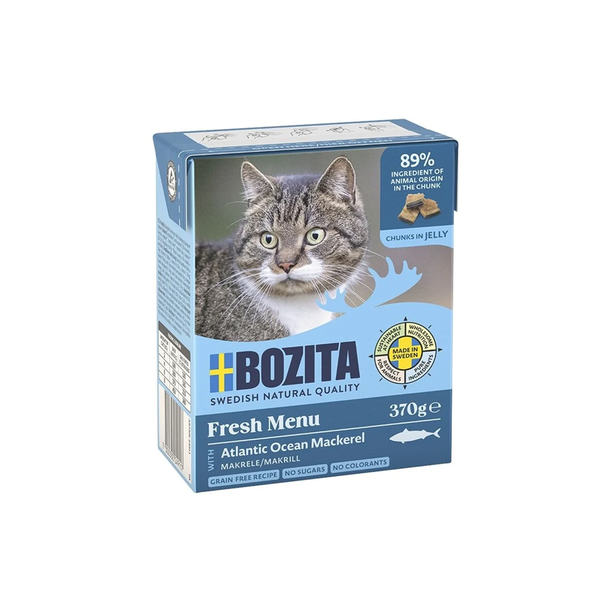 BOZITA Mięsne kawałki z makrelą w galaretce 370g