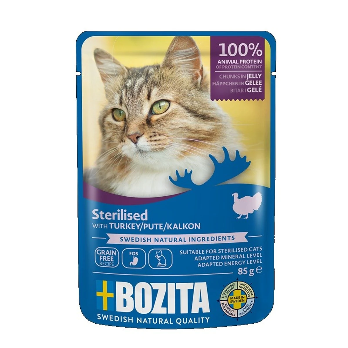 Bozita Sterylizowane kawałki w galaretce z indykiem mokra karma dla kota 85g