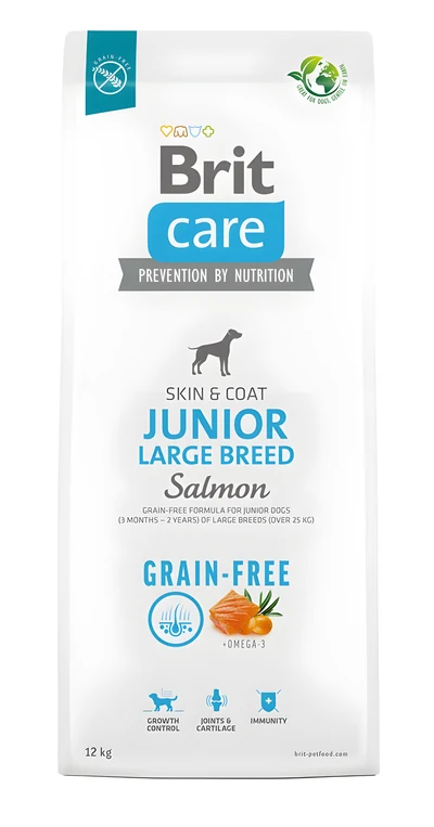 Karma sucha dla szczeniąt dużych ras BRIT Care Grain-Free Junior Łosoś - 12 kg