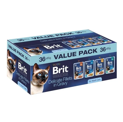 Mokra karma dla dorosłych kotów Brit Delicate Fillets w sosie 36x85g