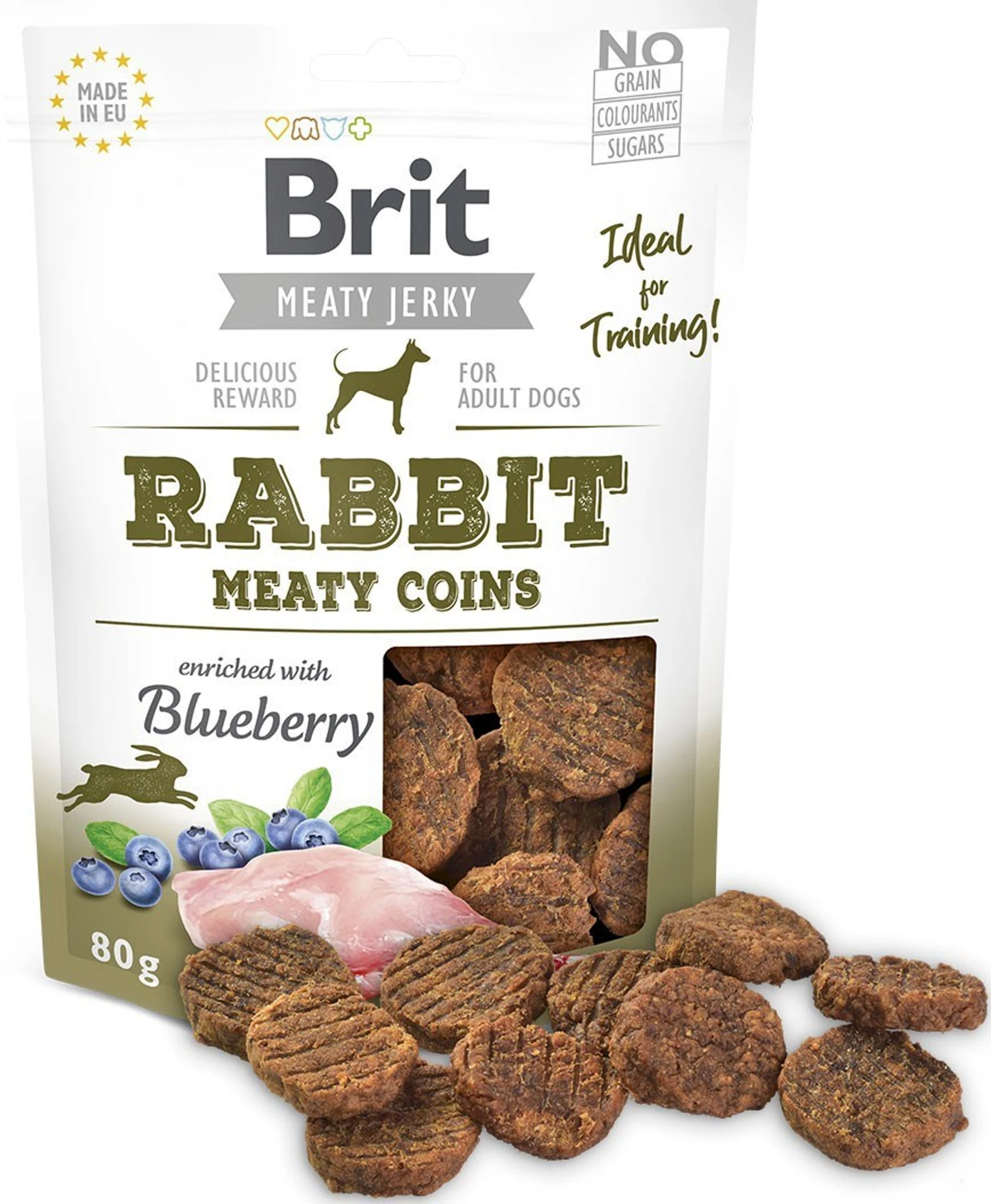 Brit Jerky Rabbit Meaty Coins 80g - Przysmak dla psa