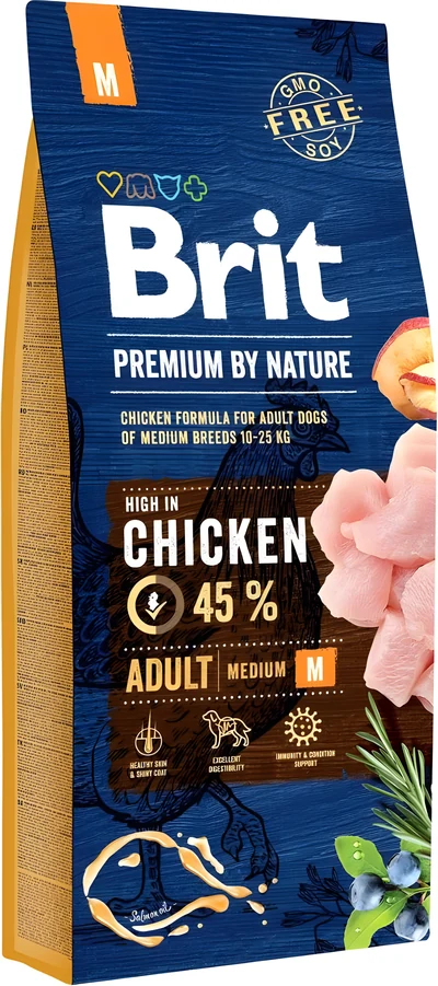 Sucha karma BRIT PREMIUM BY NATURE dla dorosłych psów ras średnich, 15 kg