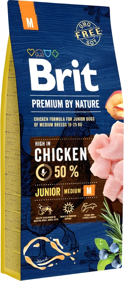 Karma sucha Brit Premium by Nature Junior M - 15 kg