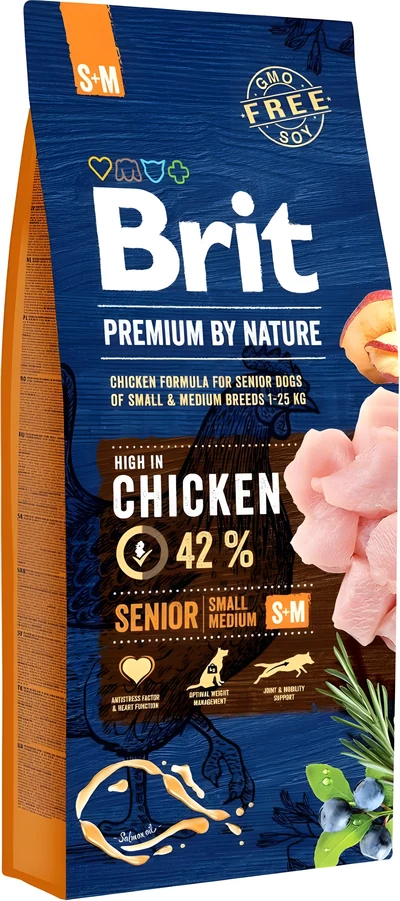 Karma sucha dla starszych psów średnich i dużych ras - BRIT PREMIUM Senior S+M 15 kg