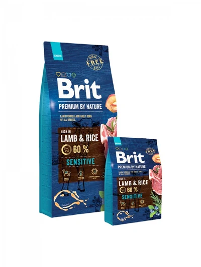 Karma sucha dla psa Brit Premium by Nature Sensitive Jagnięcina z Ryżem 15kg (Wyprzedaż)