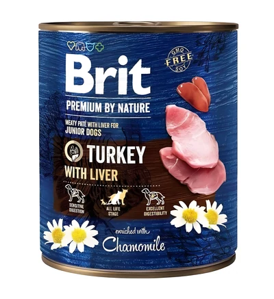 Mokra karma BRIT Premium by Nature z indykiem i wątróbką - 800g