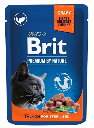 Mokra karma dla kota BRIT Premium z łososiem - Sterilised, 100 g