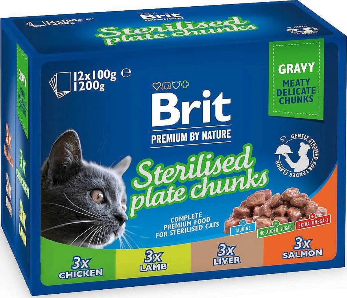 BRIT Premium Cat Sterilised Plate - 12x100g