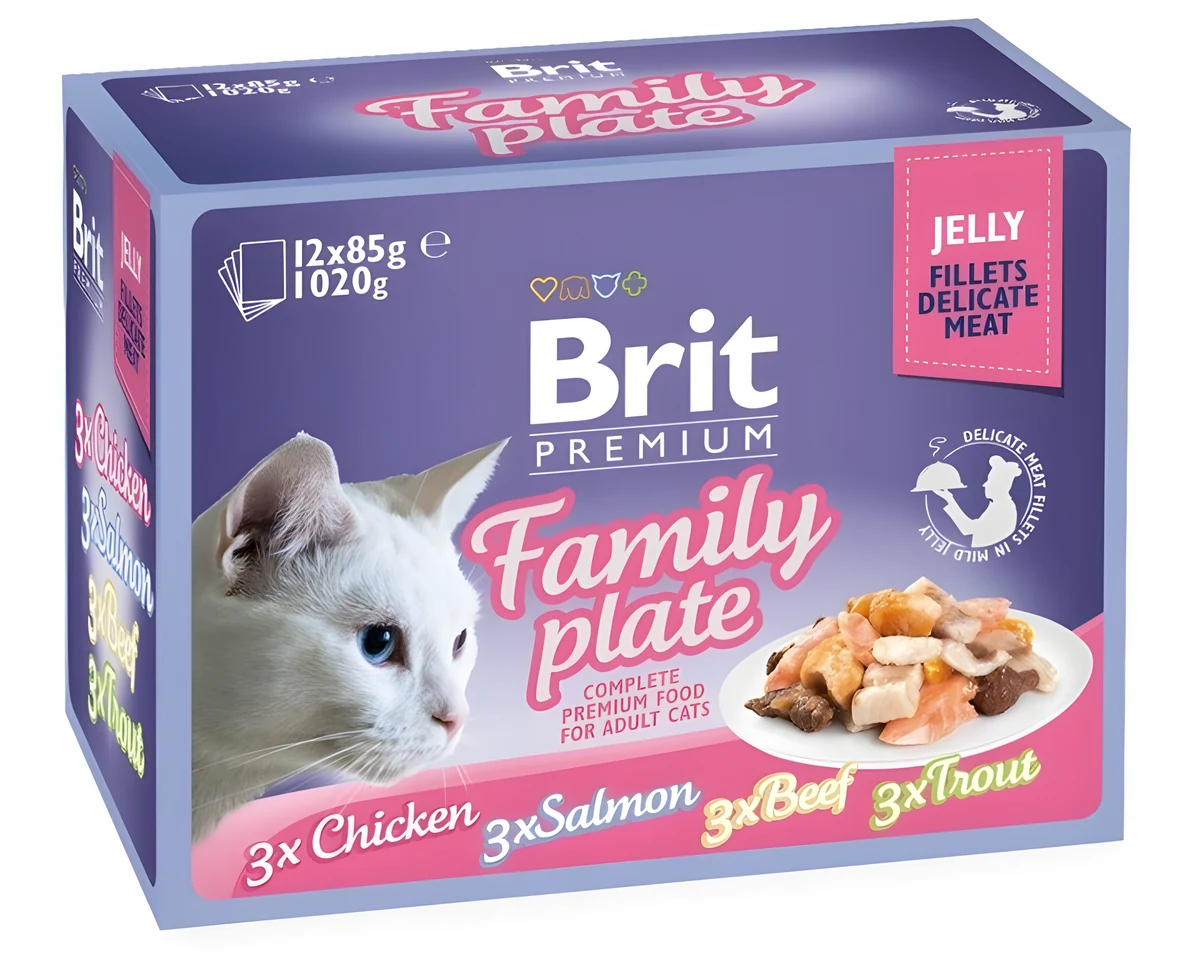Brit Premium Family Plate dla kotów, mix smaków, 12x85g