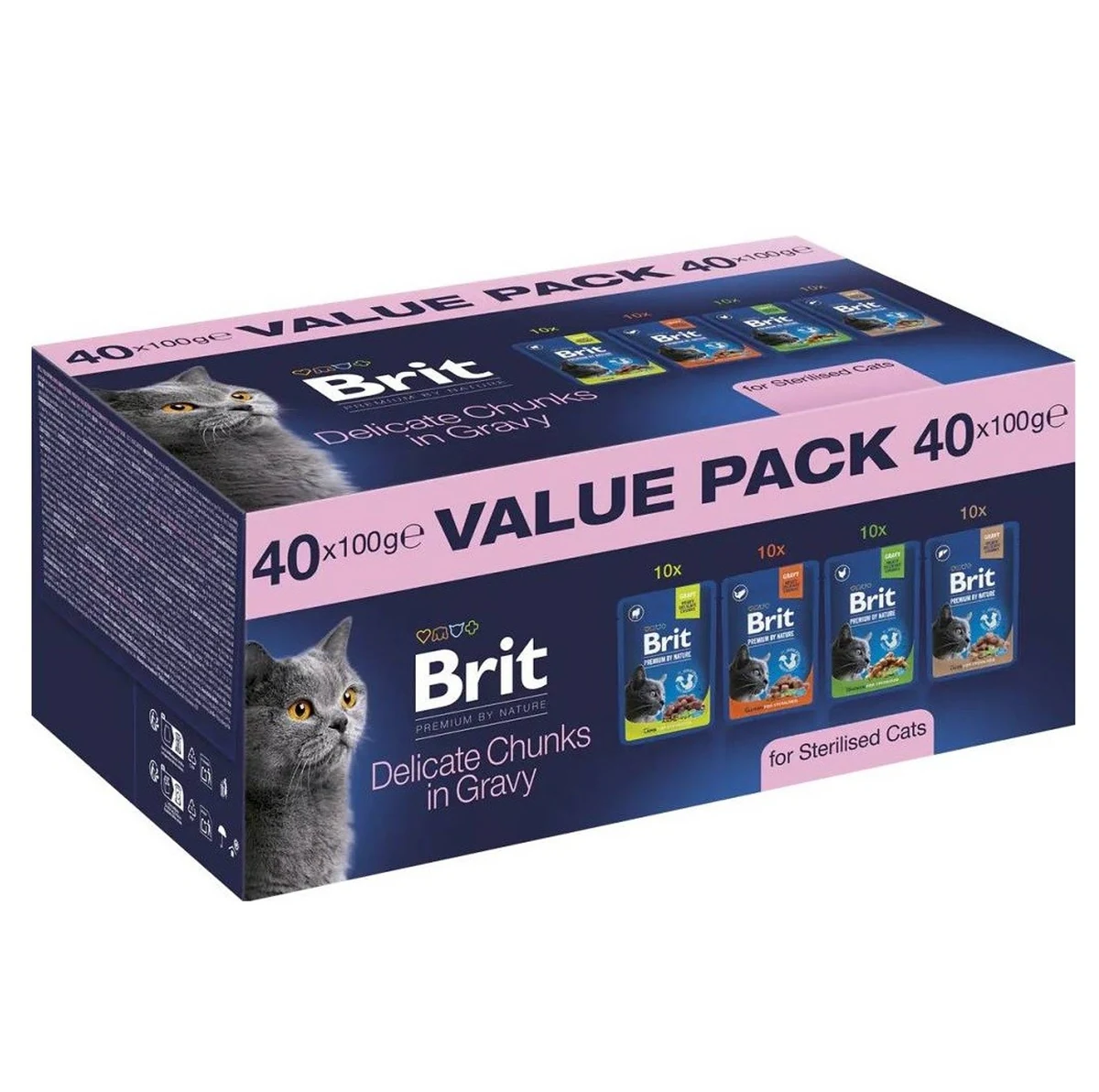 Mokra karma dla kota Brit Value Pack Sterilised 40x100g