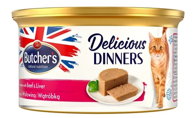 Mokra karma dla psa Butcher's Delicious Dinners - Mus z Wołowiny i Wątróbki 85g