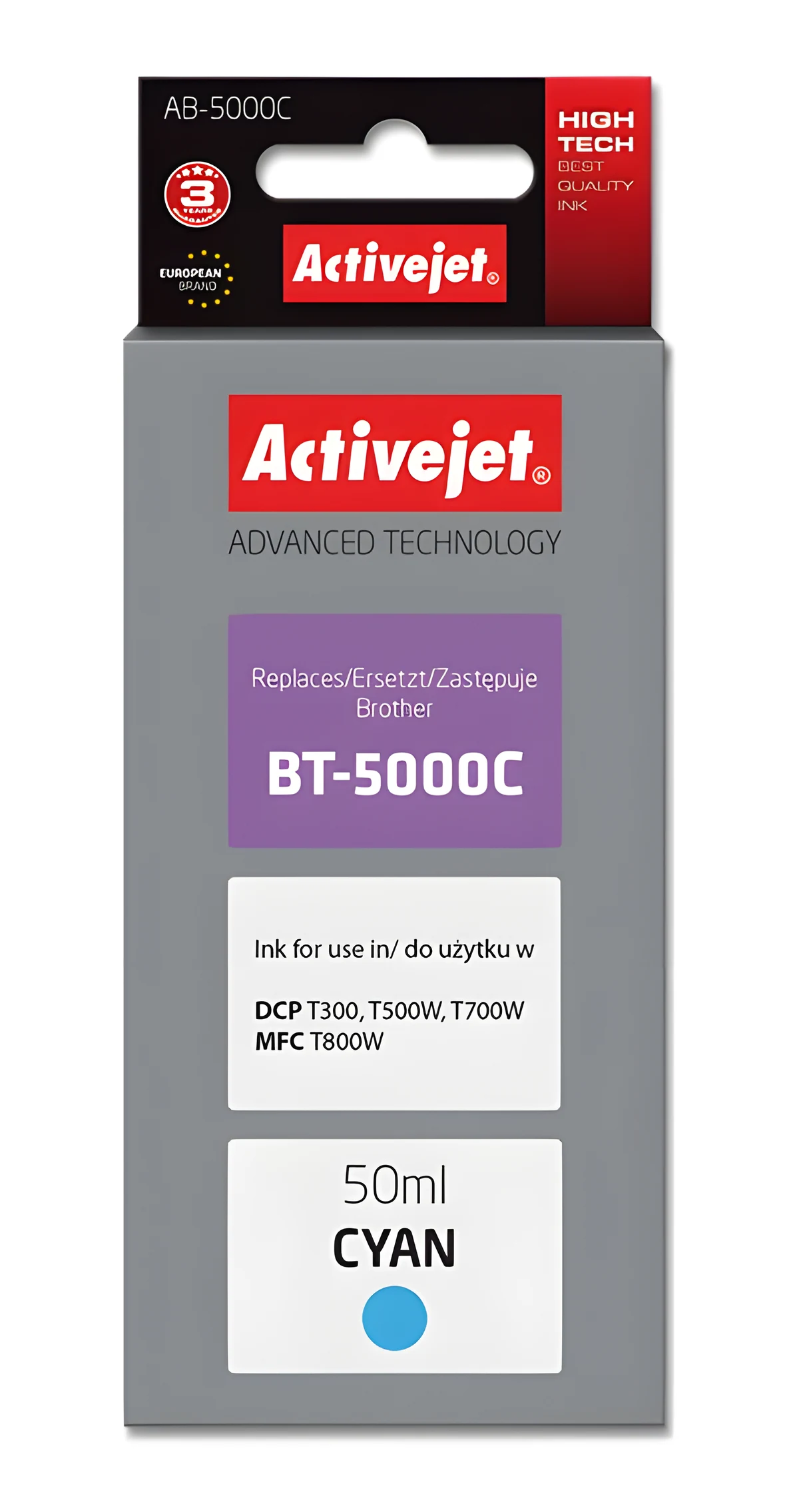 Buteleczka z tuszem Activejet AB-5000C, 50 ml, niebieski