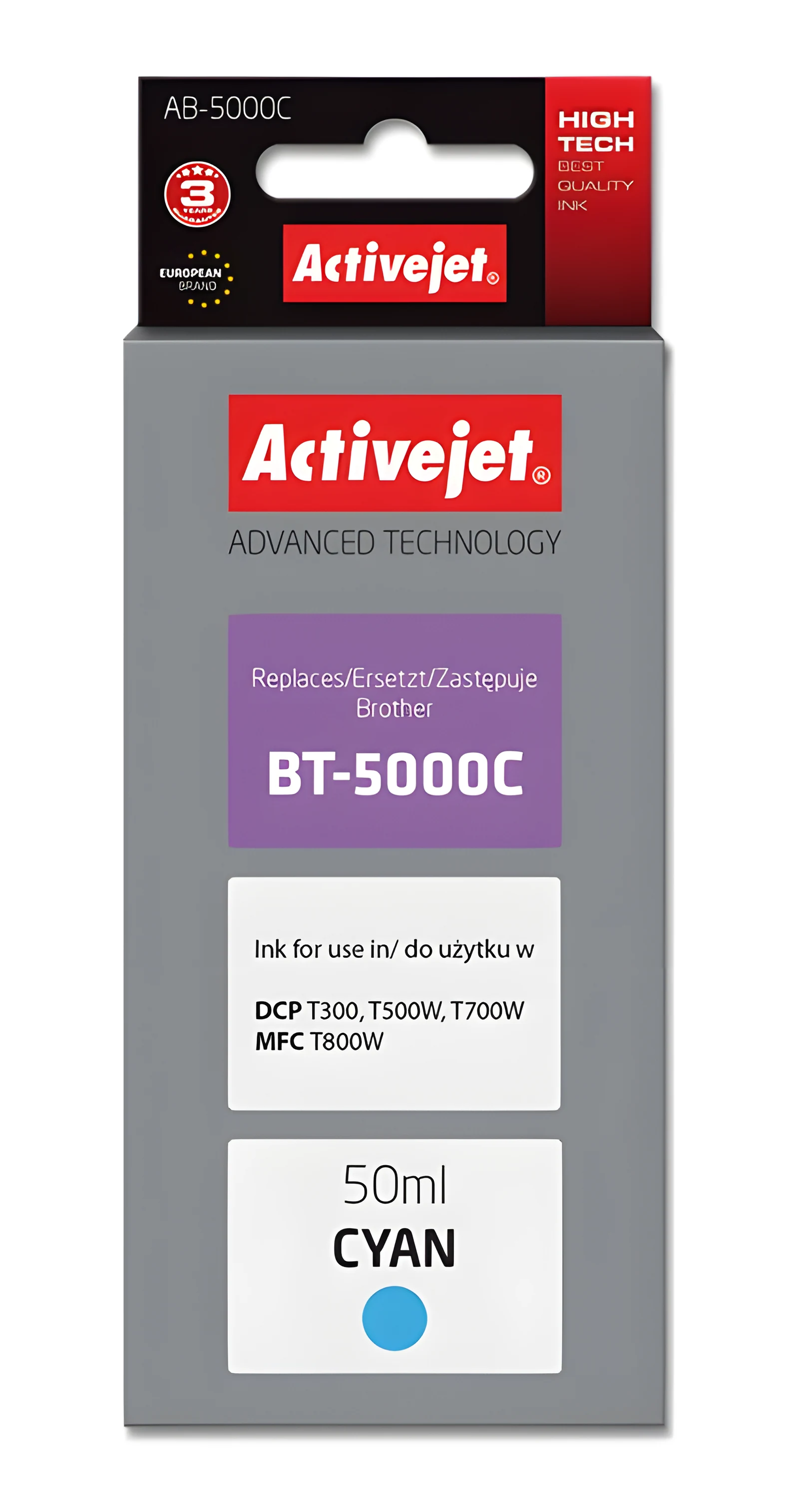 Buteleczka z tuszem Activejet AB-5000C, 50 ml, niebieski