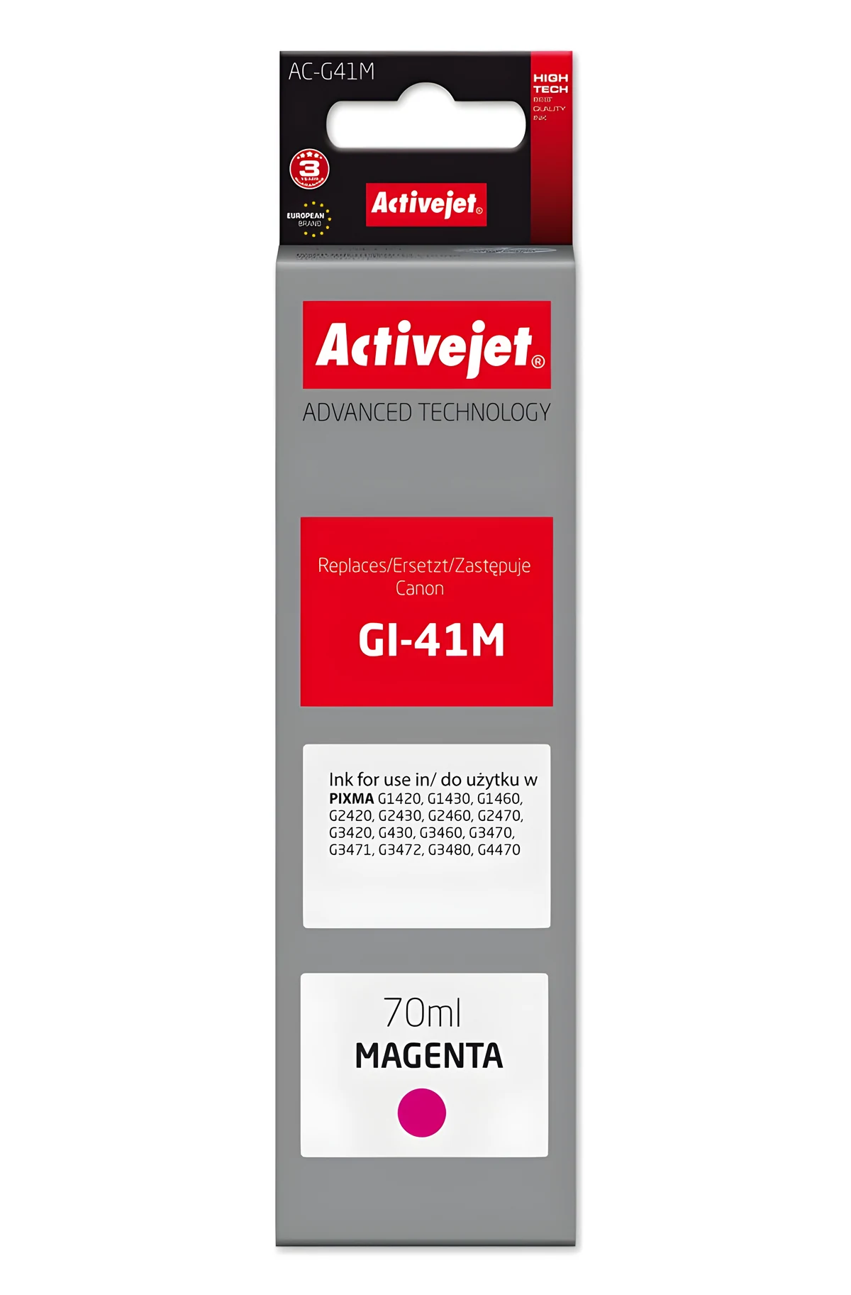 Buteleczka z tuszem Activejet AC-G41M (70 ml, czerwony)