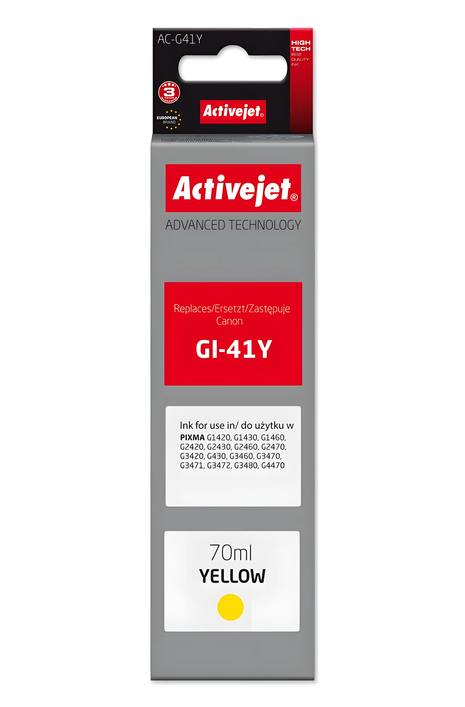 Tusz Activejet AC-G41Y (żółty, 70 ml, kompatybilny z Canon)