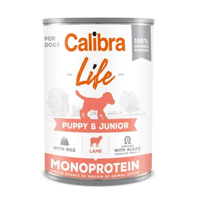 Mokra karma dla szczeniąt i młodych psów Calibra Puppy & Junior z jagnięciną i ryżem 400g