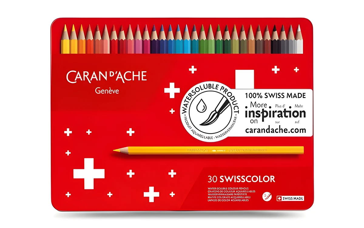 CARAN D'ACHE Swisscolor Aquarelle 30 Kredek w Czerwonym Pudełku