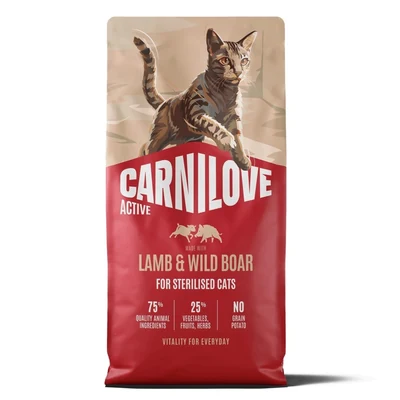 Karma sucha dla sterylizowanych kotów Carnilove Active Cat z jagnięciną i dzikiem 6 kg