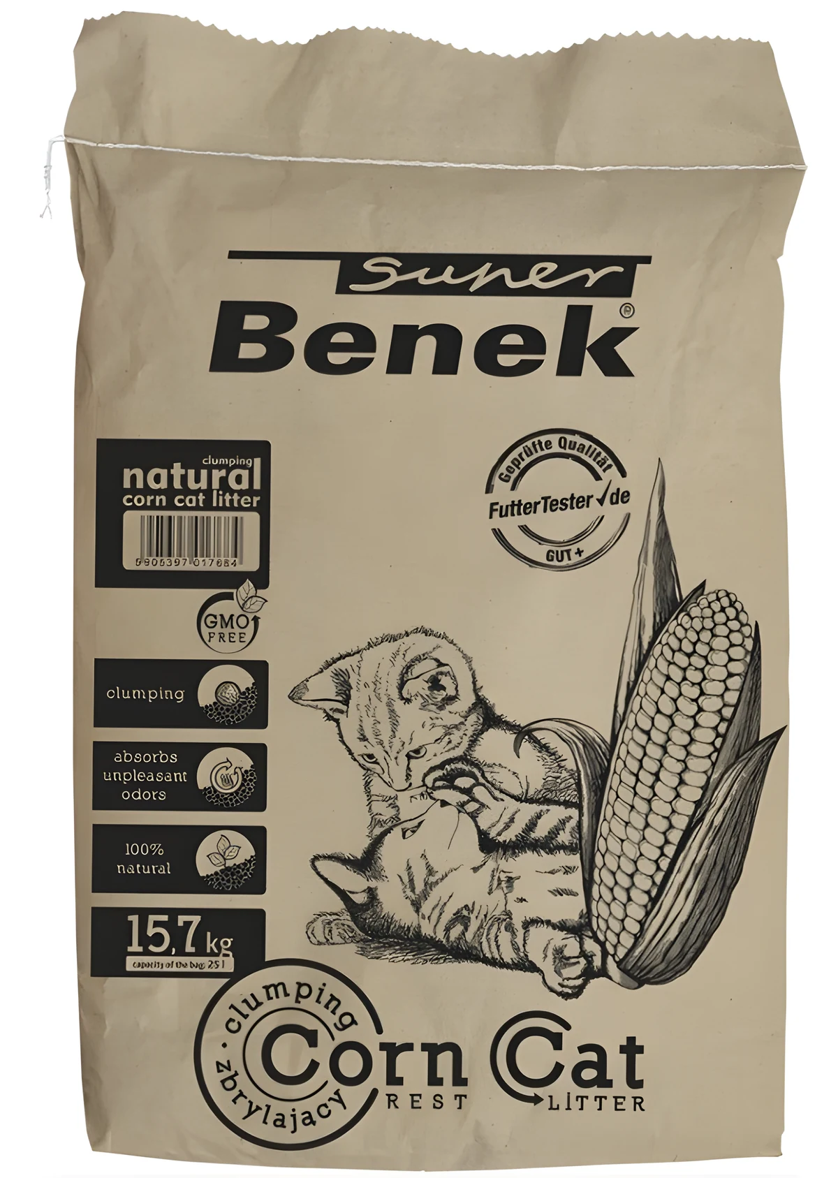 Żwirek kukurydziany dla kota CERTECH Super Benek Corn Cat - 25 l