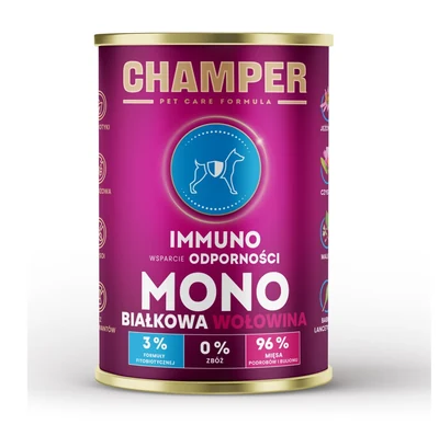 Mokra karma dla psa Champer Immuno Monobiałkowa Wołowina 400g