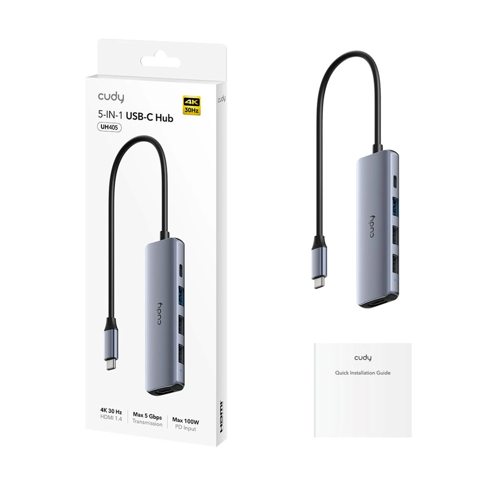 CUDY UH405 Hub 5-IN-1 USB-C z HDMI 4K — zdjęcie 1 z 2