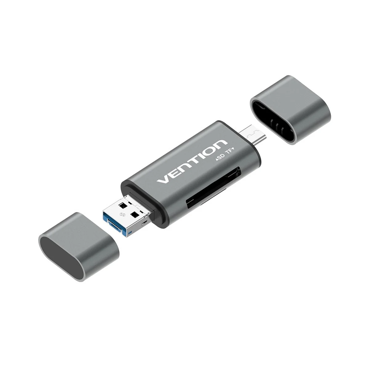 Czytnik kart SD / microSD Vention USB 3.0 USB-C szary